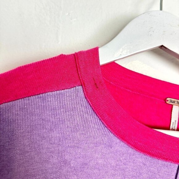 FREE PEOPLE Uptown Colorblock Pullover in Purple Size Small - Picture 8 of 10